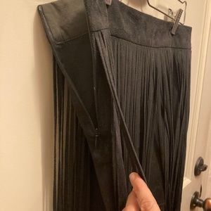 Zara Basic black suede skirt with fringe - size M